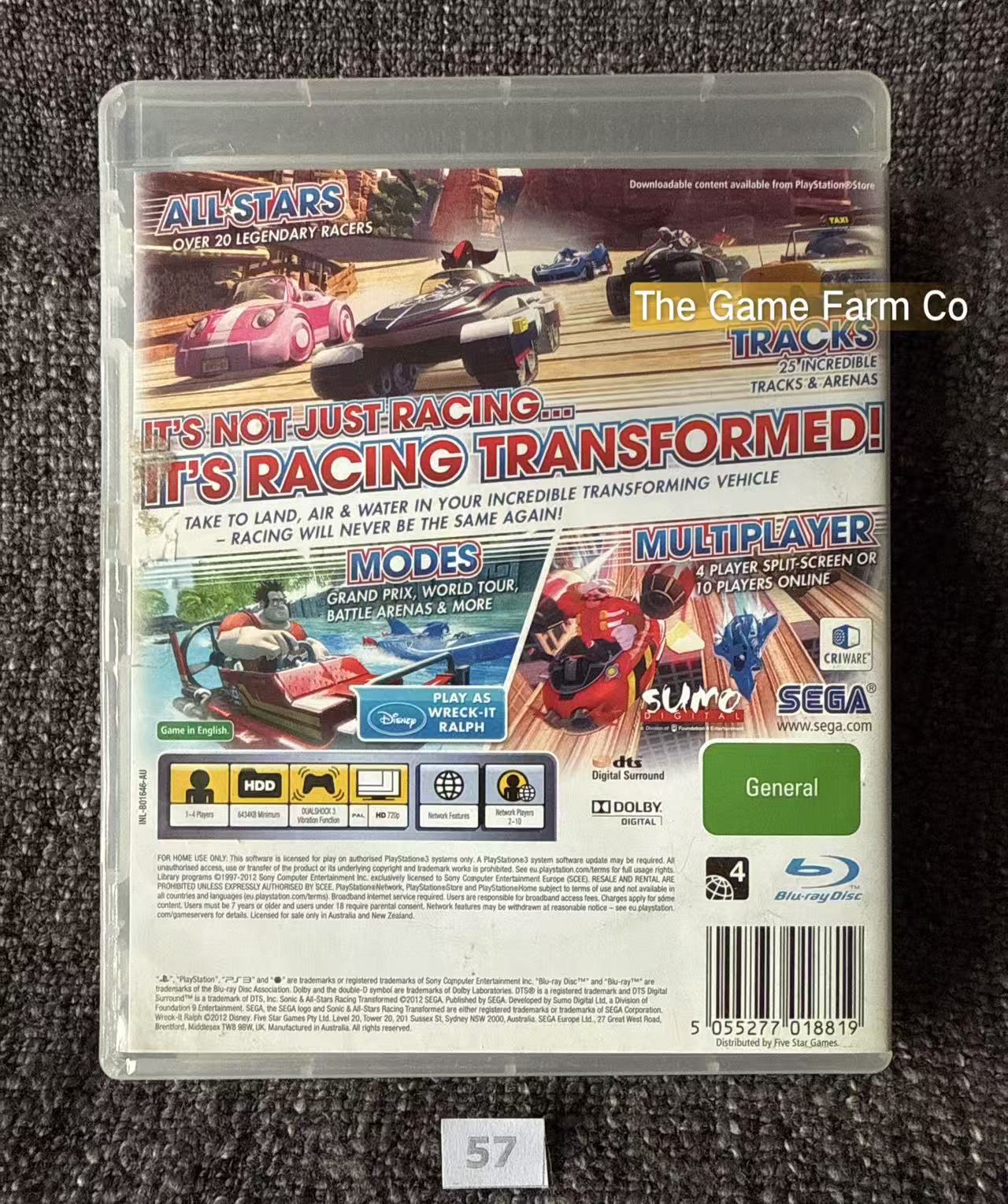 Sonic All-Stars Racing Transformed Game - PS3 - Sony Playstation 3