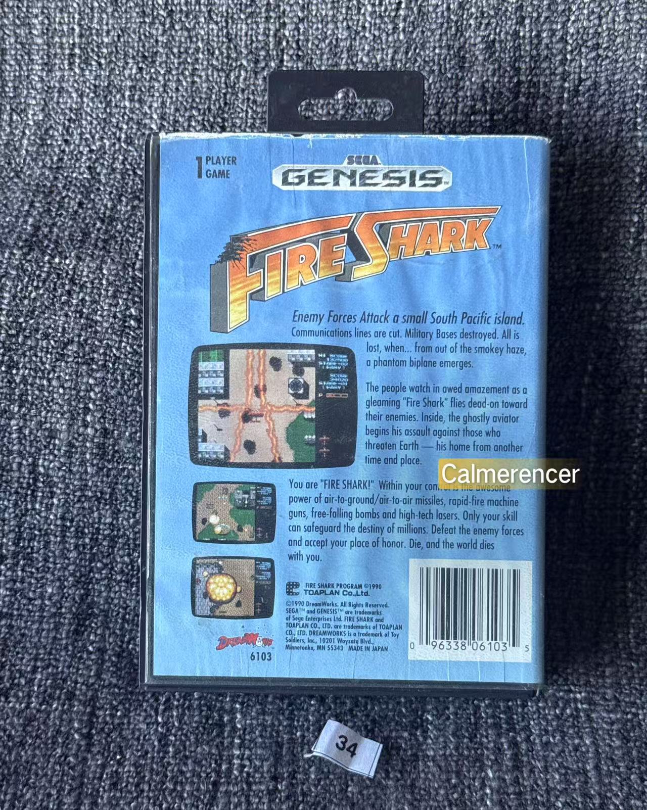 Fire Shark Game - No manual Sega Mega Genesis