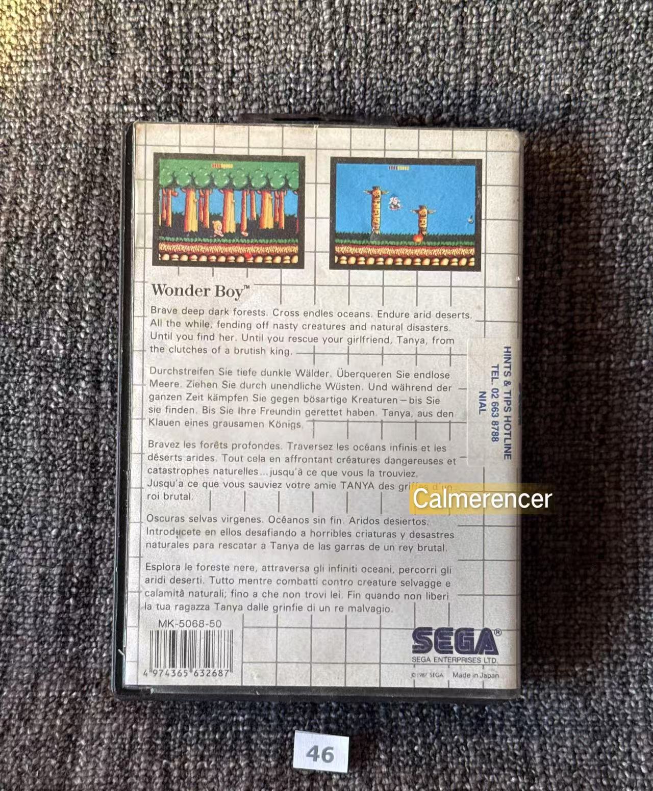 Wonder Boy - No Manual-  Game - Sega Master System