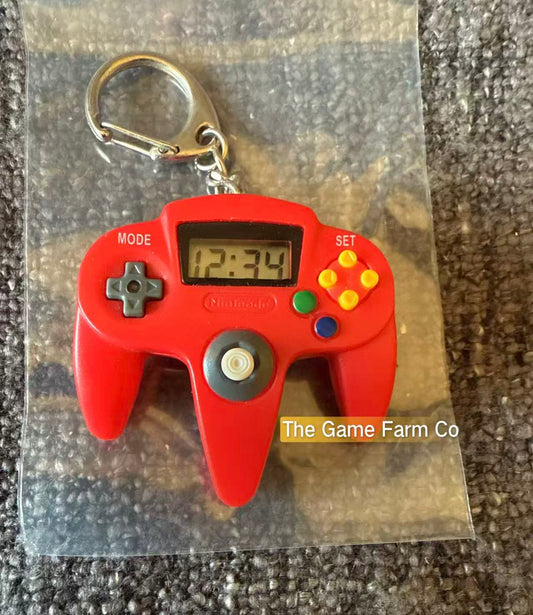 Vintage 1997 Nintendo 64 Red Controller Clock Keychain Official Retro N64 Collectible