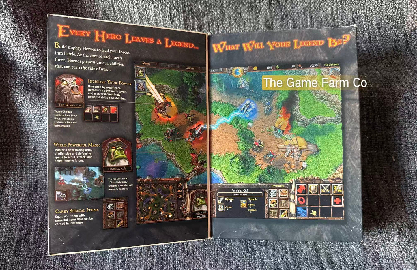 Warcraft III 3: Reign of Chaos (PC Windows) Vintage Big Box & Manual ONLY No Game Discs