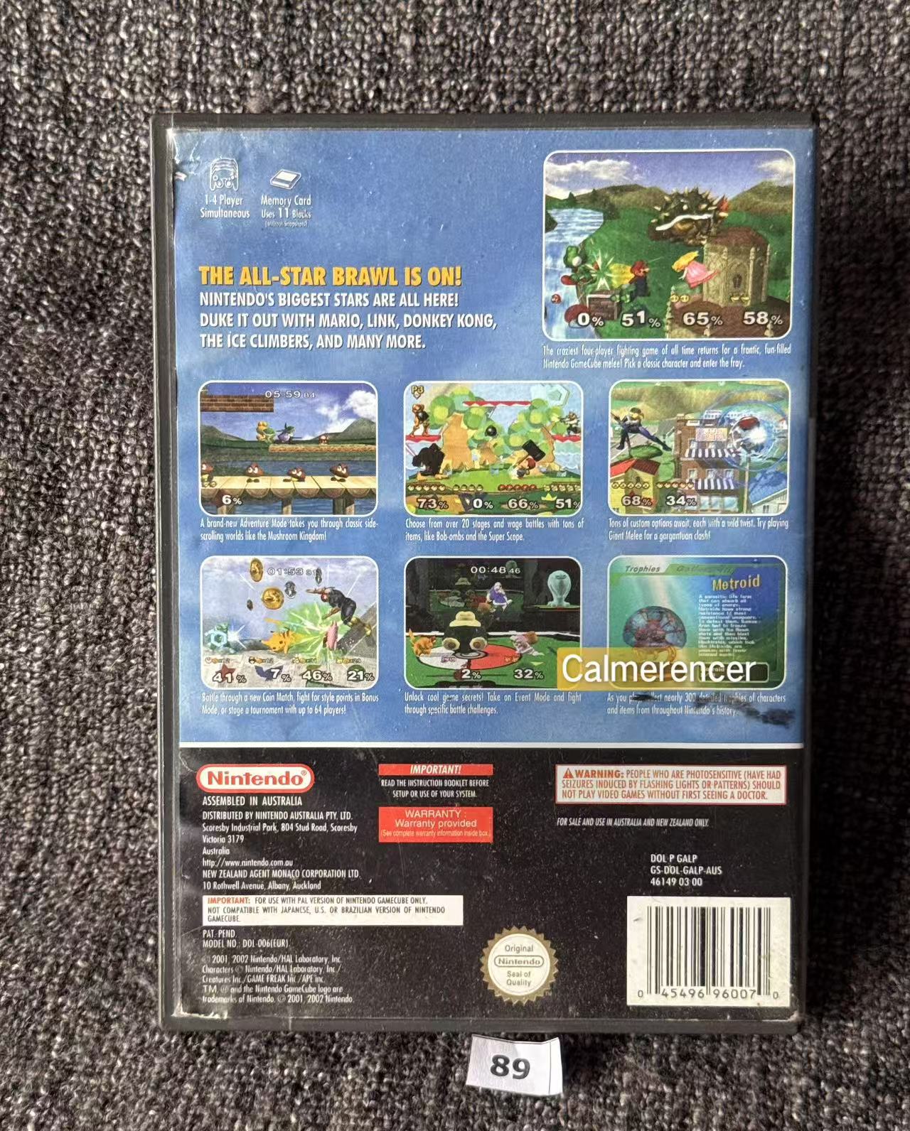 Super Smash Bros Melee Game - No manual  - Nintendo Gamecube - Pal Version