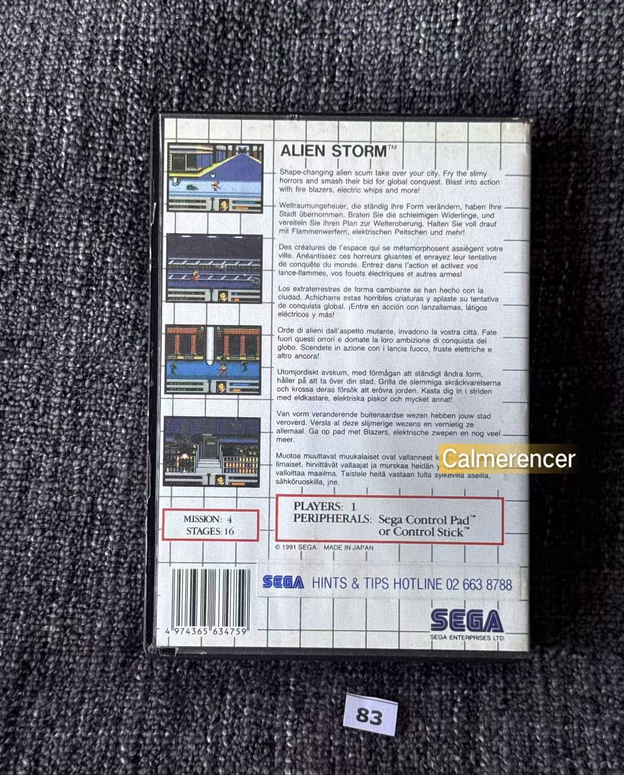 Alien Storm Game - Sega Master System