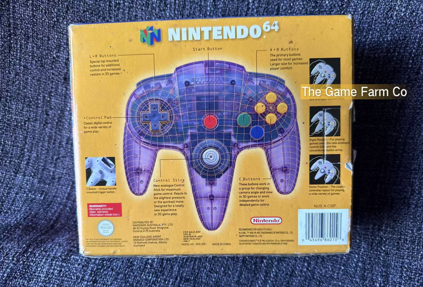 All Genuine Clear Purple boxed  N64 controller in great condition (Nintendo)