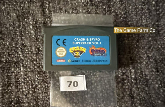 Crash & Spyro Superpack Vol 1 Game -Nintendo Gameboy Advance Cart GBA - Pal Version