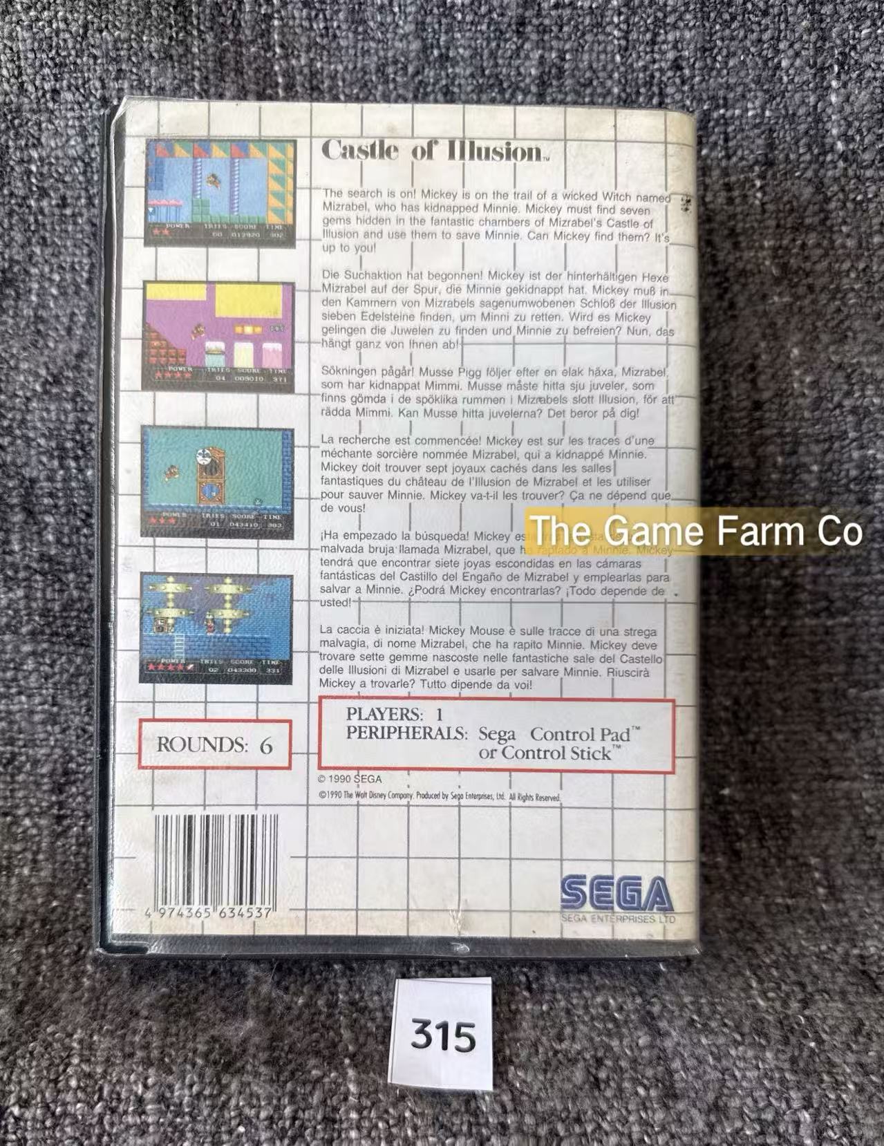 Castle Of Illusion Starring Mickey Mouse Game - Sega Master System