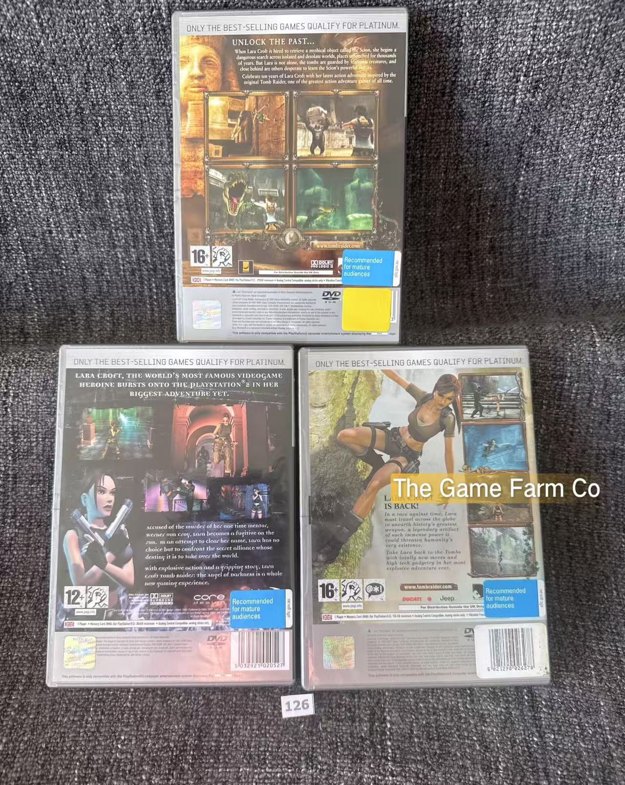 Lara Croft Tomb Raider Games X 3 - Sony PlayStation 2 (PS2)