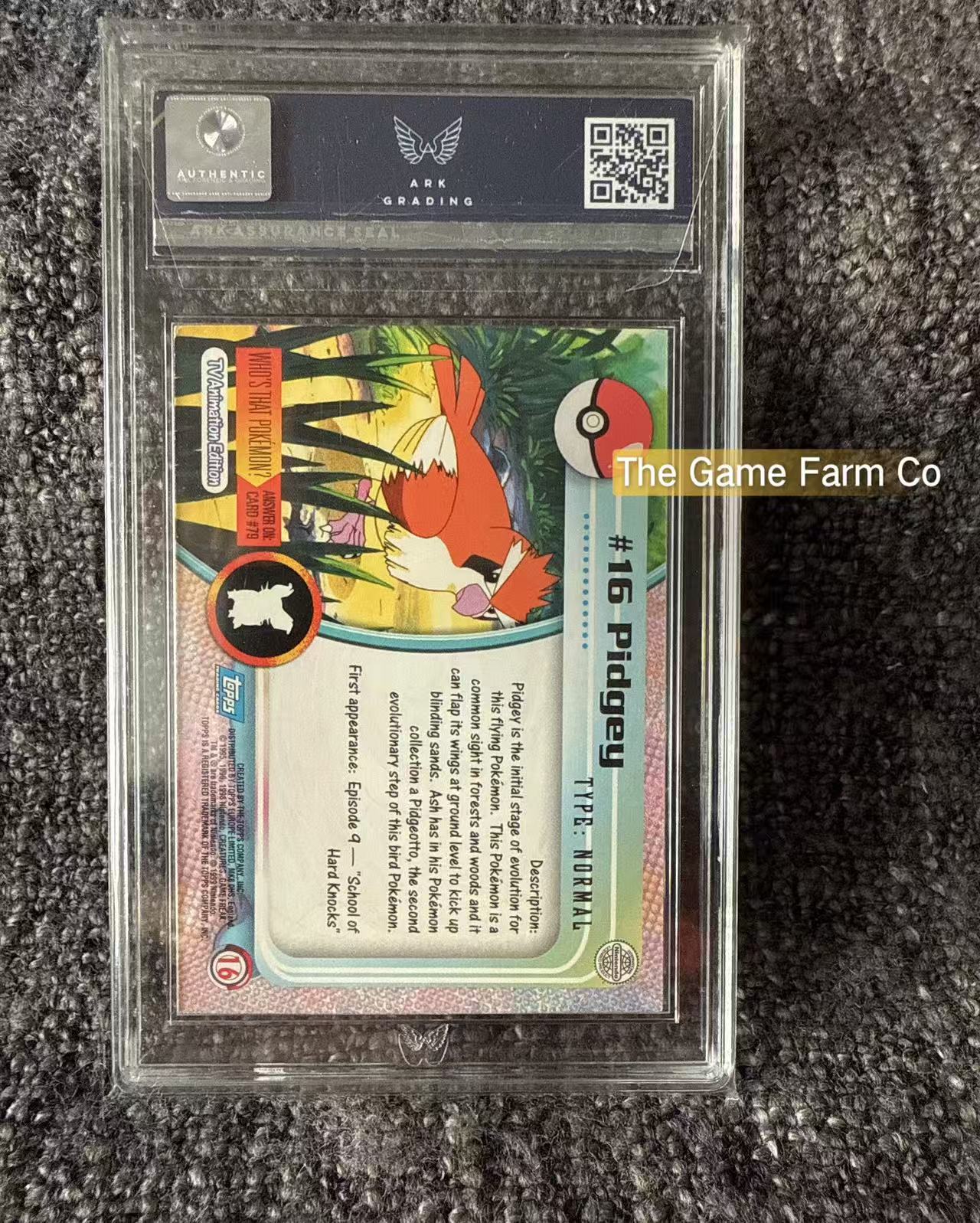 1999 Topps Pokémon Series 1 Pidgey #16 Holo ARK 8 NM-Mint Graded Trading Card