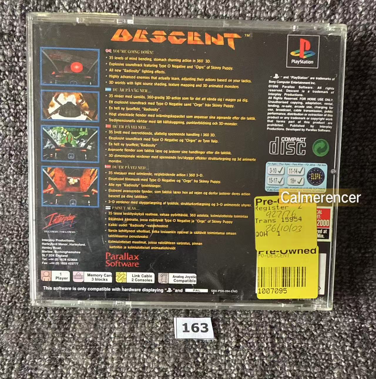 Descent - Sony Playstation One (PS1) Game