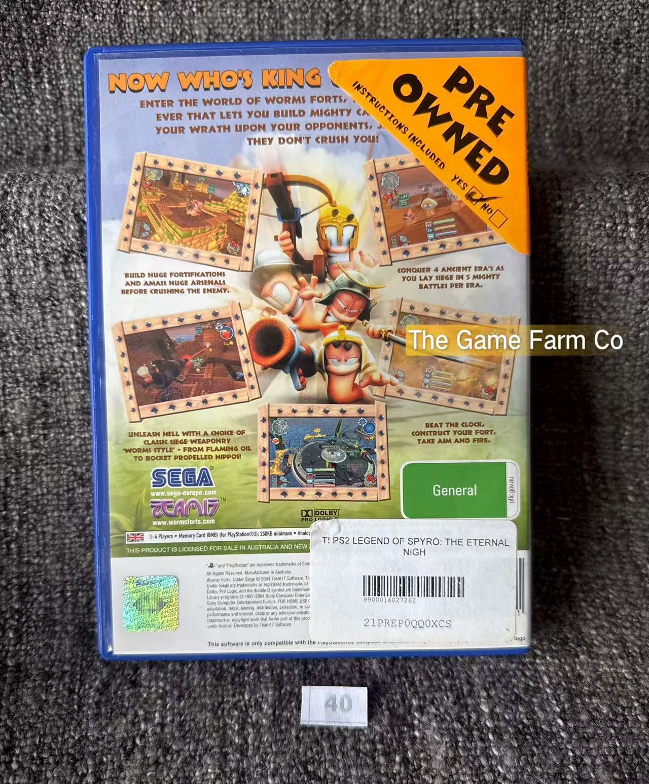 Worms Forts Under Siege Game- Sony PlayStation 2 (PS2)