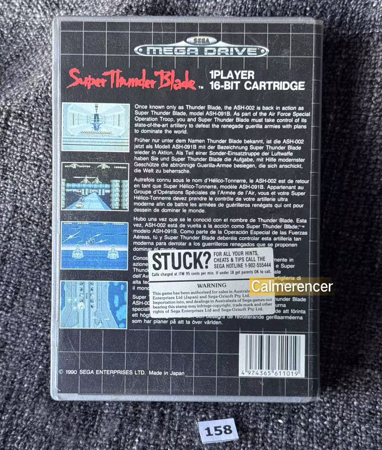 Super Thunder Black - Silver case - No manual  - Game - Sega Mega Drive