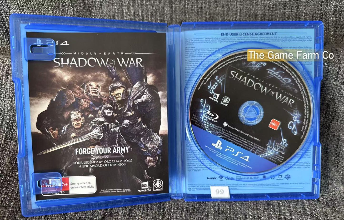 Middle Earth Shadow Of War Sony Playstation 4 (PS4) Game