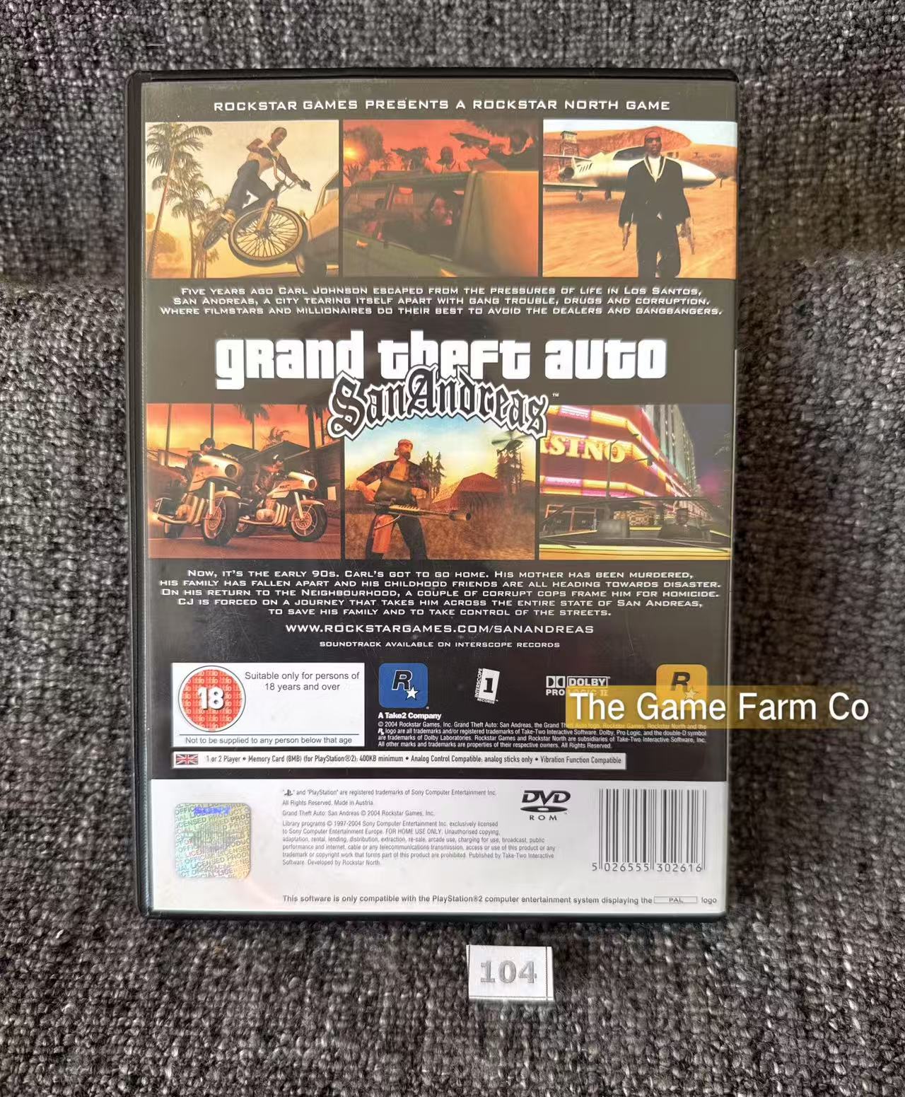 Grand Theft Auto San Andreas Game- Sony PlayStation 2 (PS2)