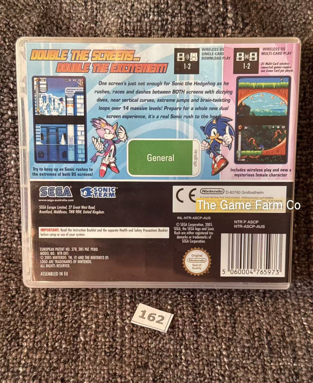 Sonic Rush Nintendo DS Complete AUS Case & Manual with NTSC Cartridge Tested Used