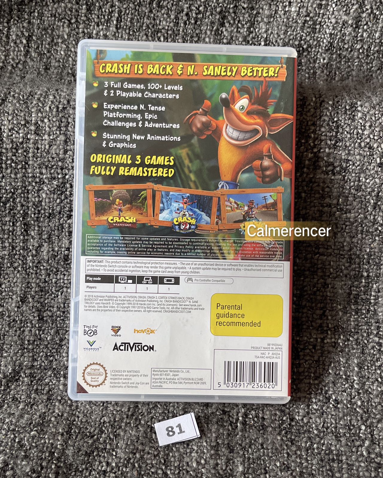 Crash Bandicoot N Sane Trilogy Game - Nintendo Switch