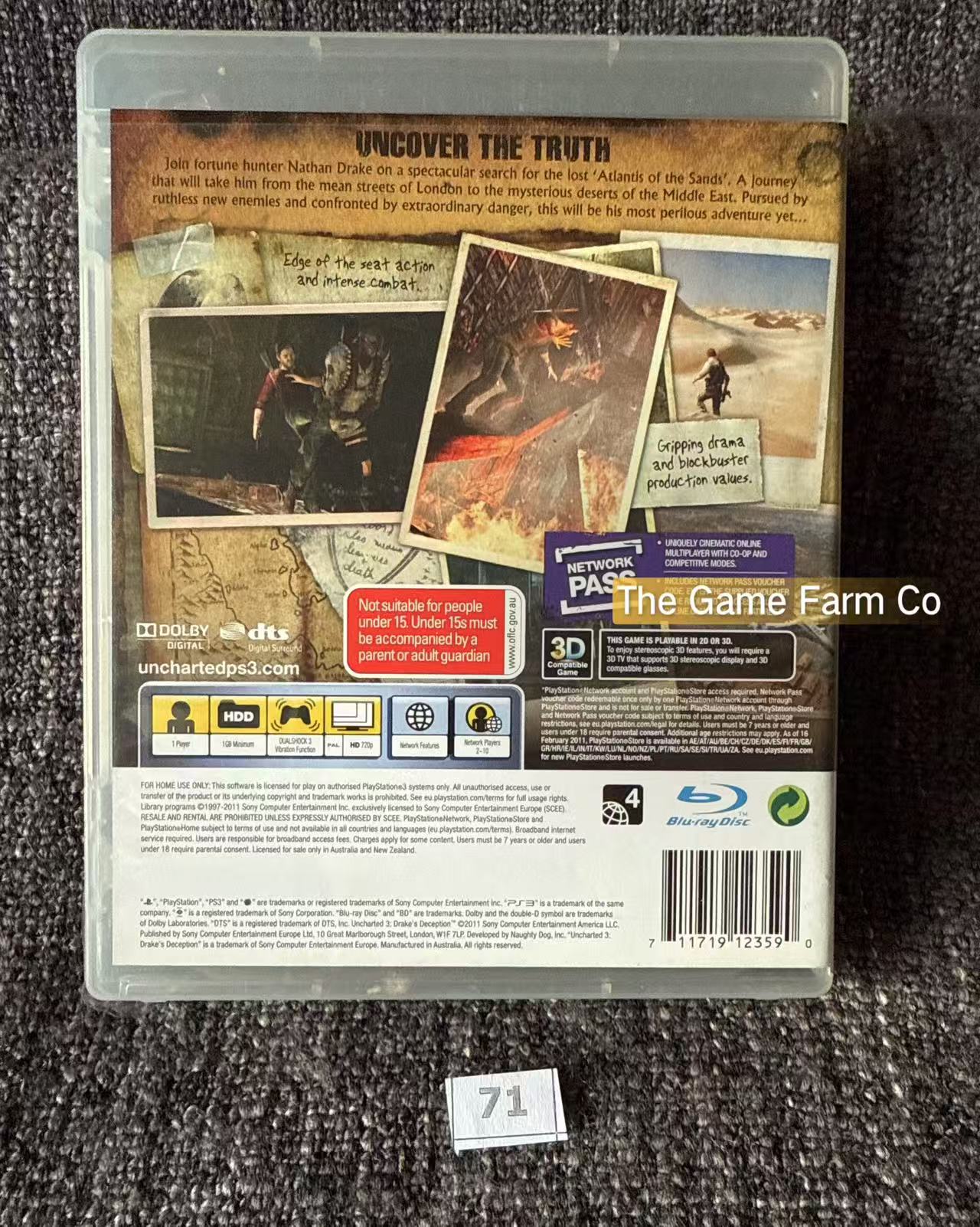 Uncharted 3 Drake's Deception Game - PS3 - Sony Playstation 3
