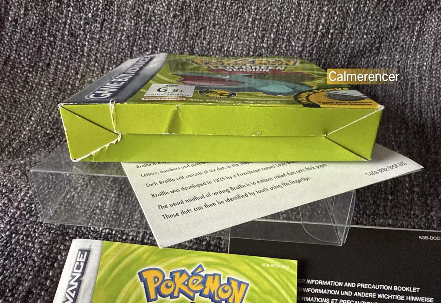 Pokemon Leaf Green Version Boxed Game -Nintendo Gameboy Advance GBA - Pal Version
