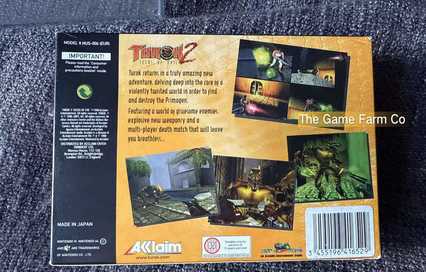 Turok 2 - Seeds of Evil Game Boxed - Nintendo 64 / N64 - Pal Version