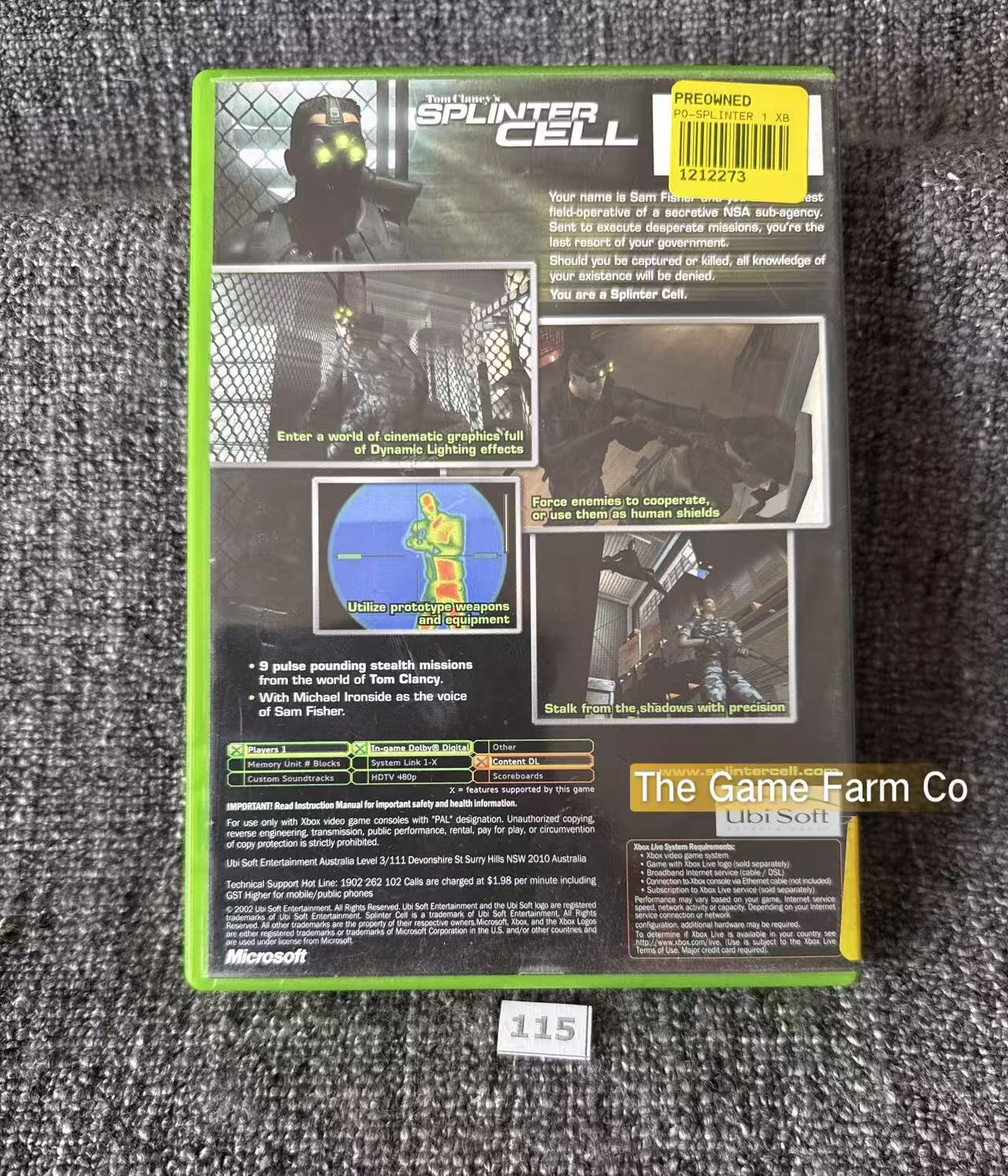Splinter Cell Game Microsoft Xbox Original