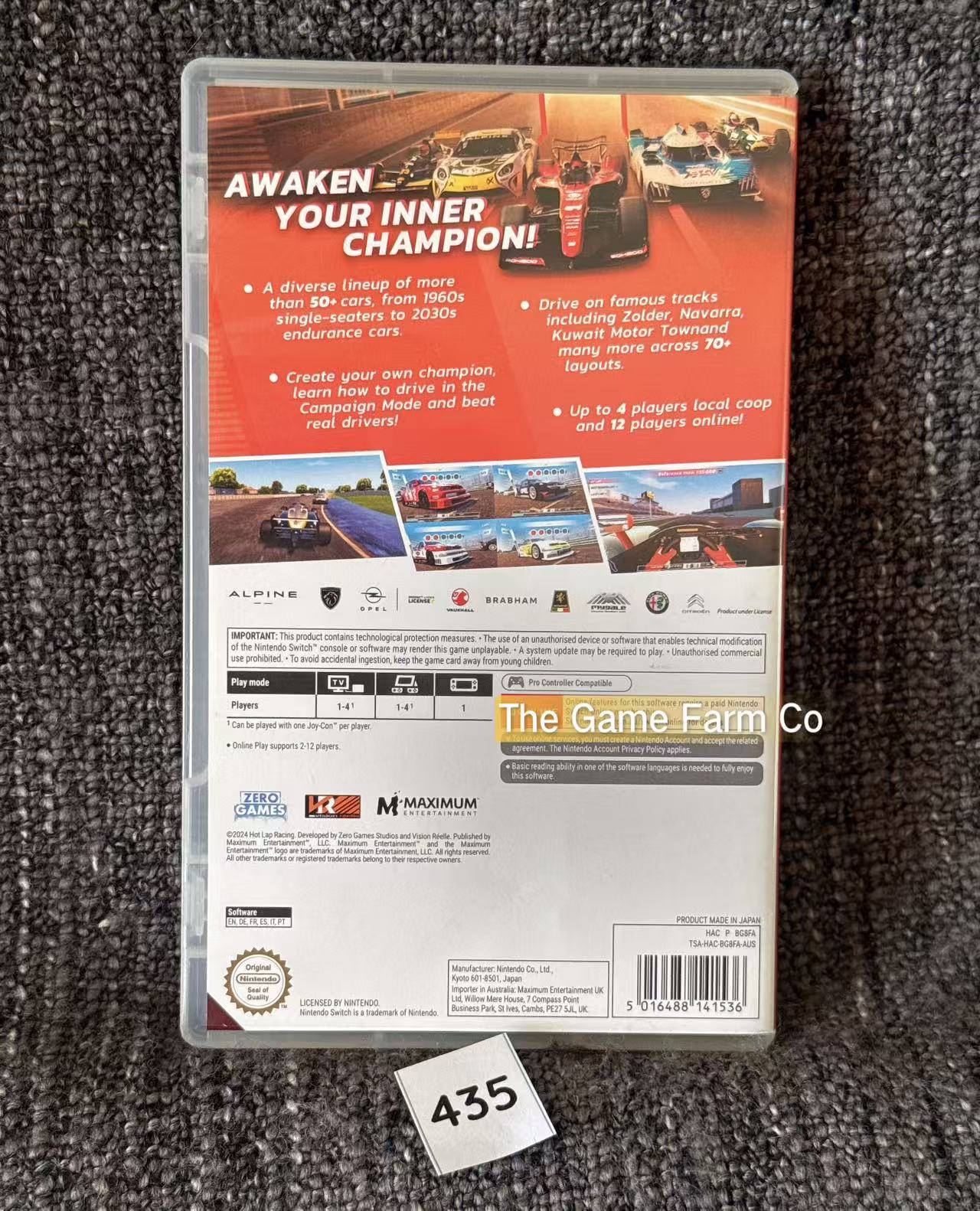Hot Lap Racing Nintendo Switch Physical Game Cartridge PAL Tested Used