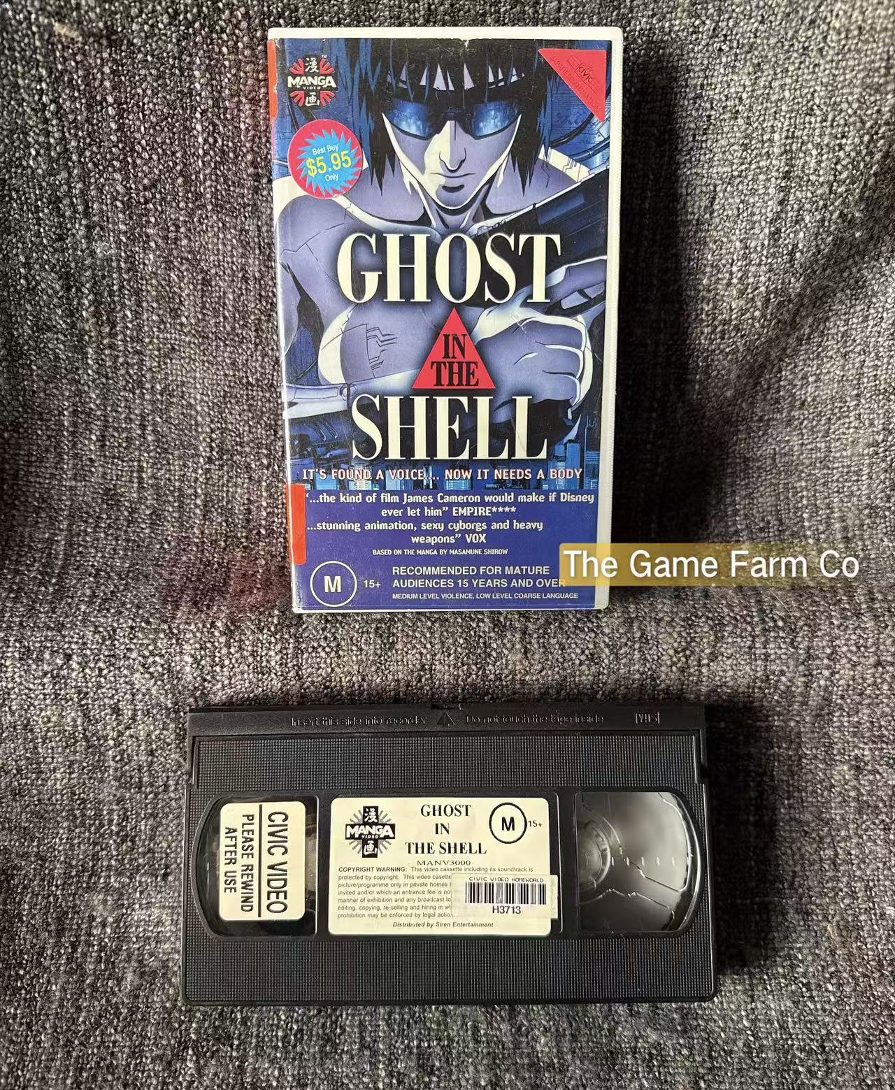 Ghost in the Shell (VHS) Authentic Complete in Box (CIB) Anime Classic - Untested