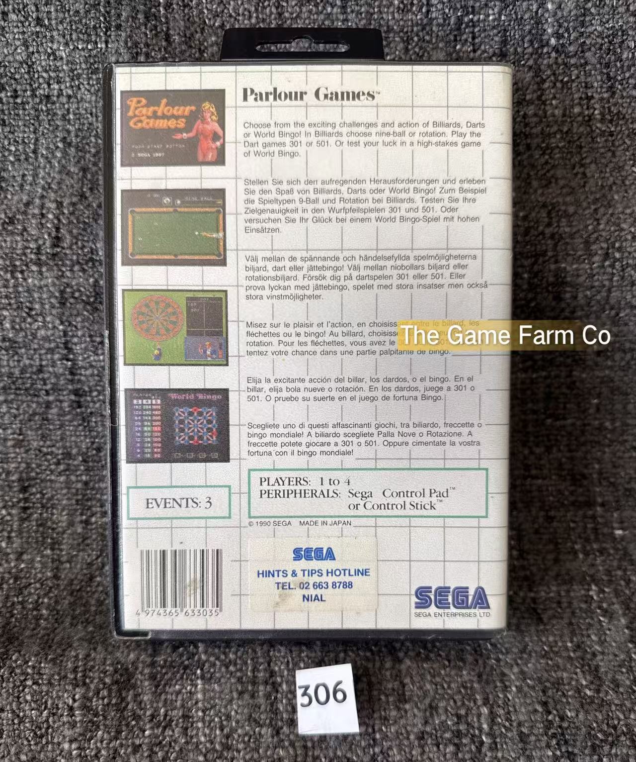 Parlour Games Game - Sega Master System