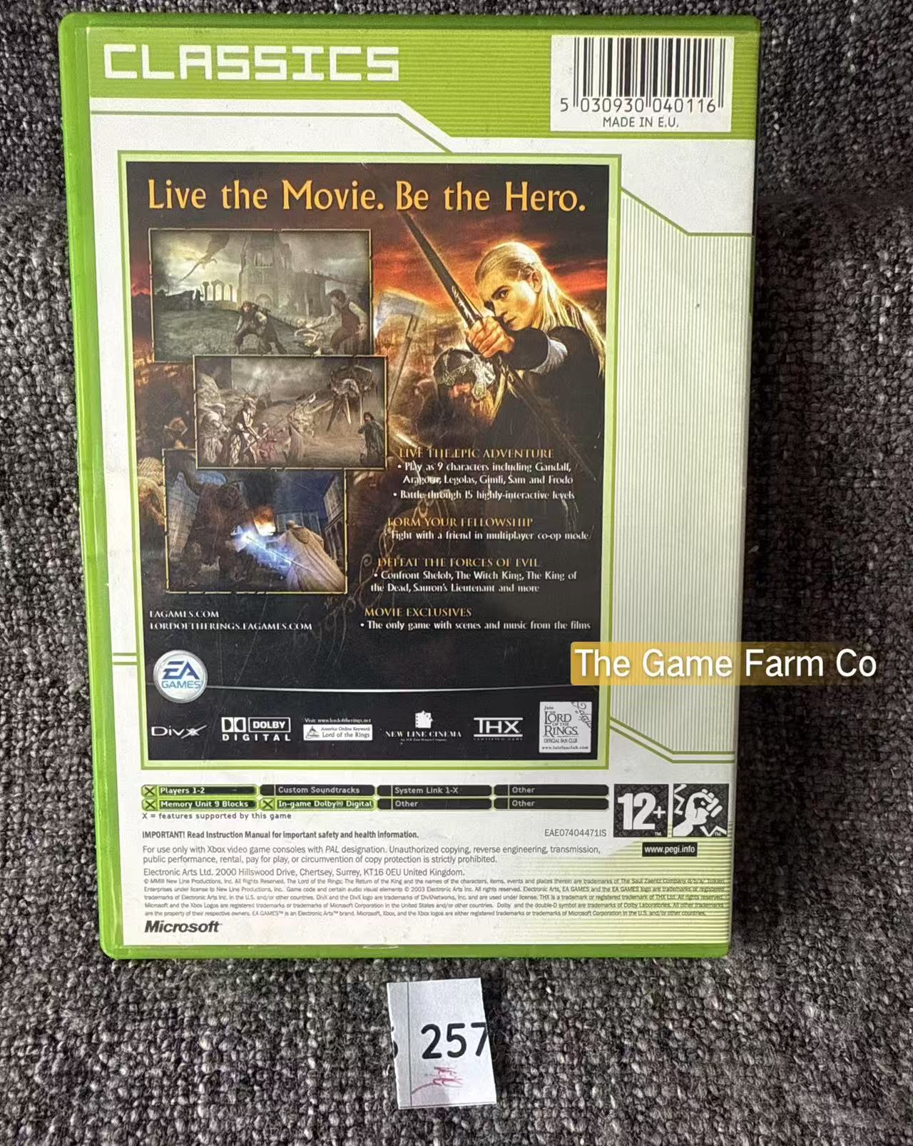 Lord Of The Rings The Return Of The King Game Microsoft Xbox Original