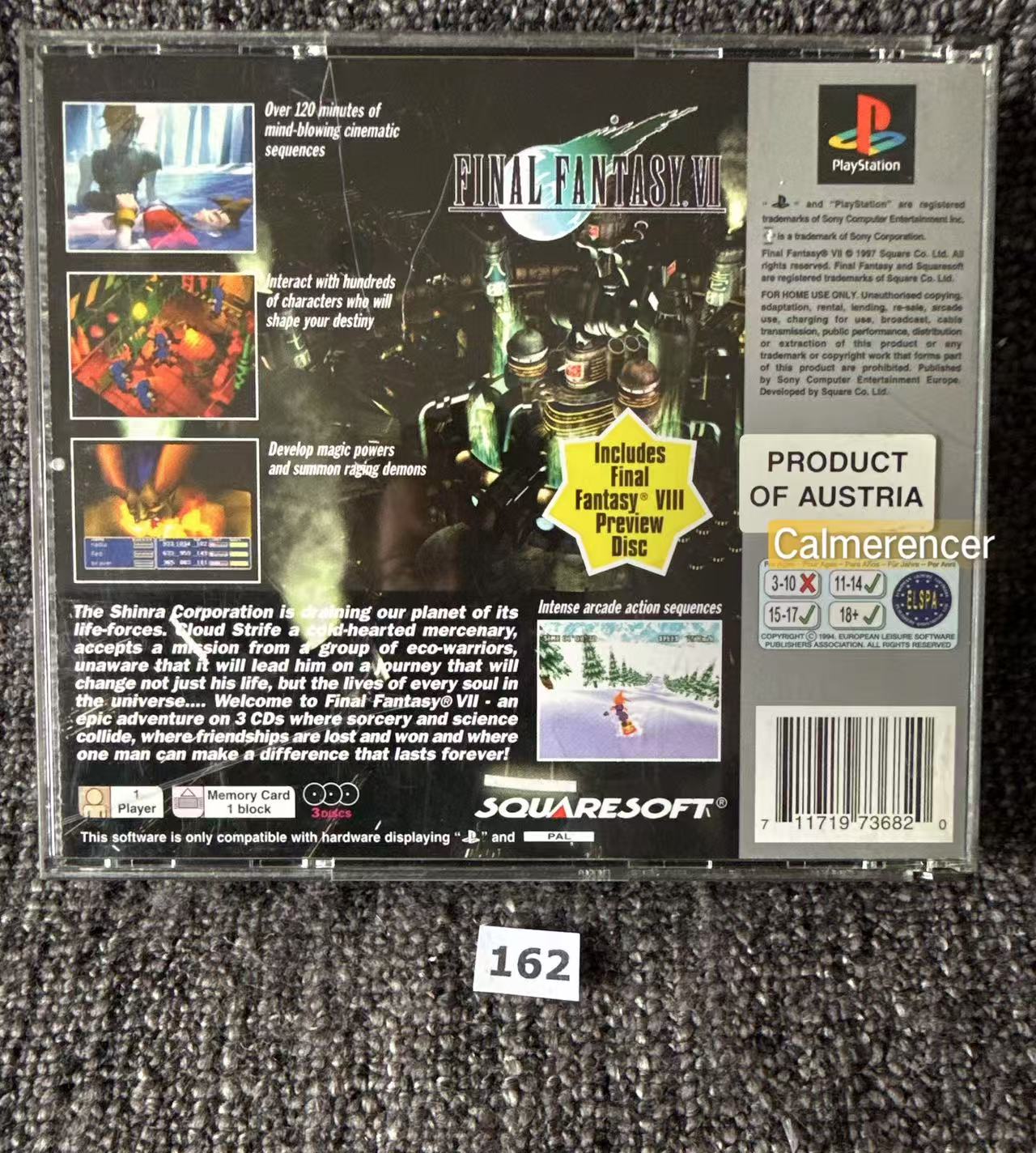 Final Fantasy VII  With FF VIII demo - No manual - Sony Playstation One (PS1) Game