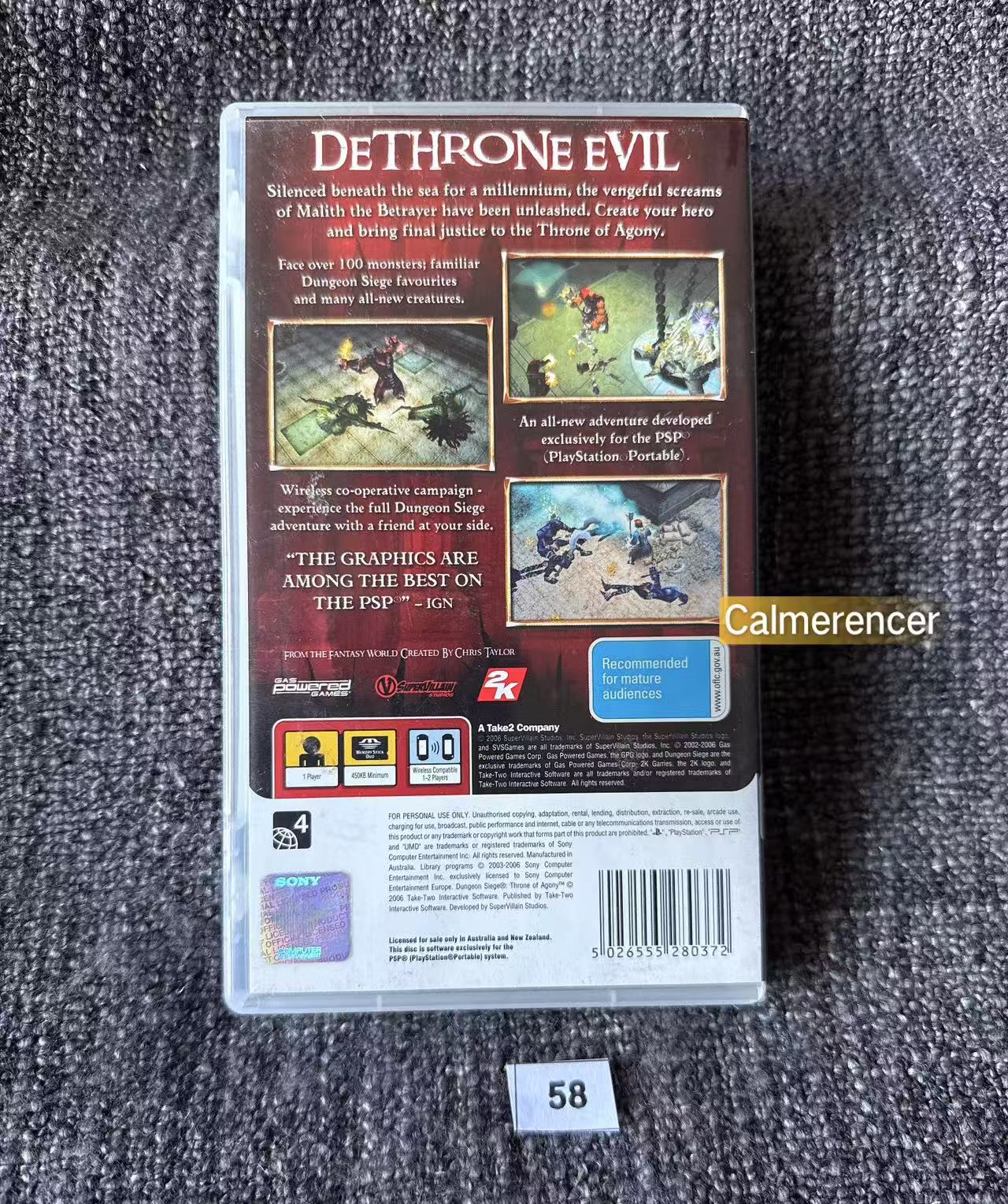 Dungeon Siege Throne Of Agony - No manual PSP Game - Playstation Portable