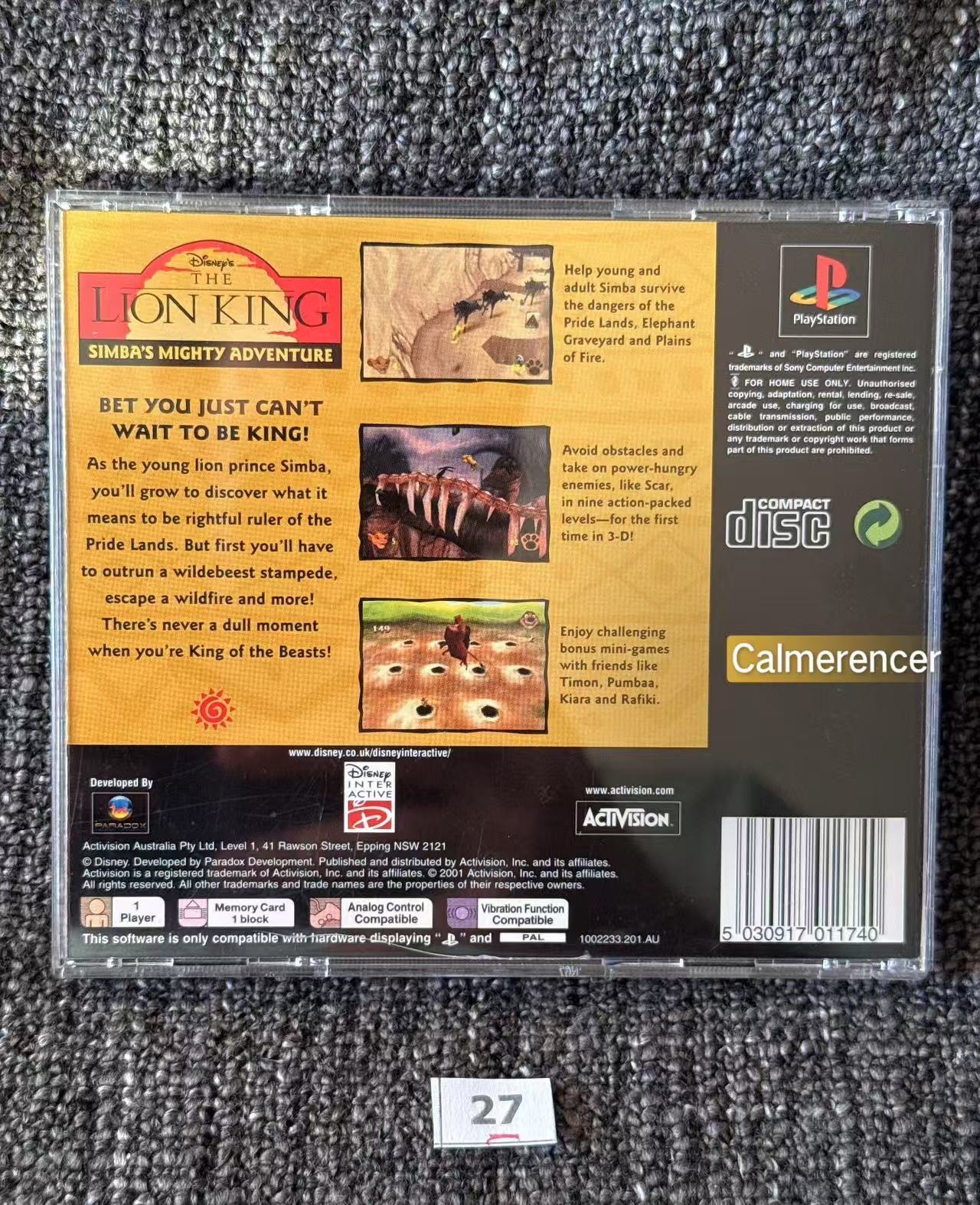 Disney's The Lion King Simba's Mighty Adventure - Sony Playstation One (PS1) Game