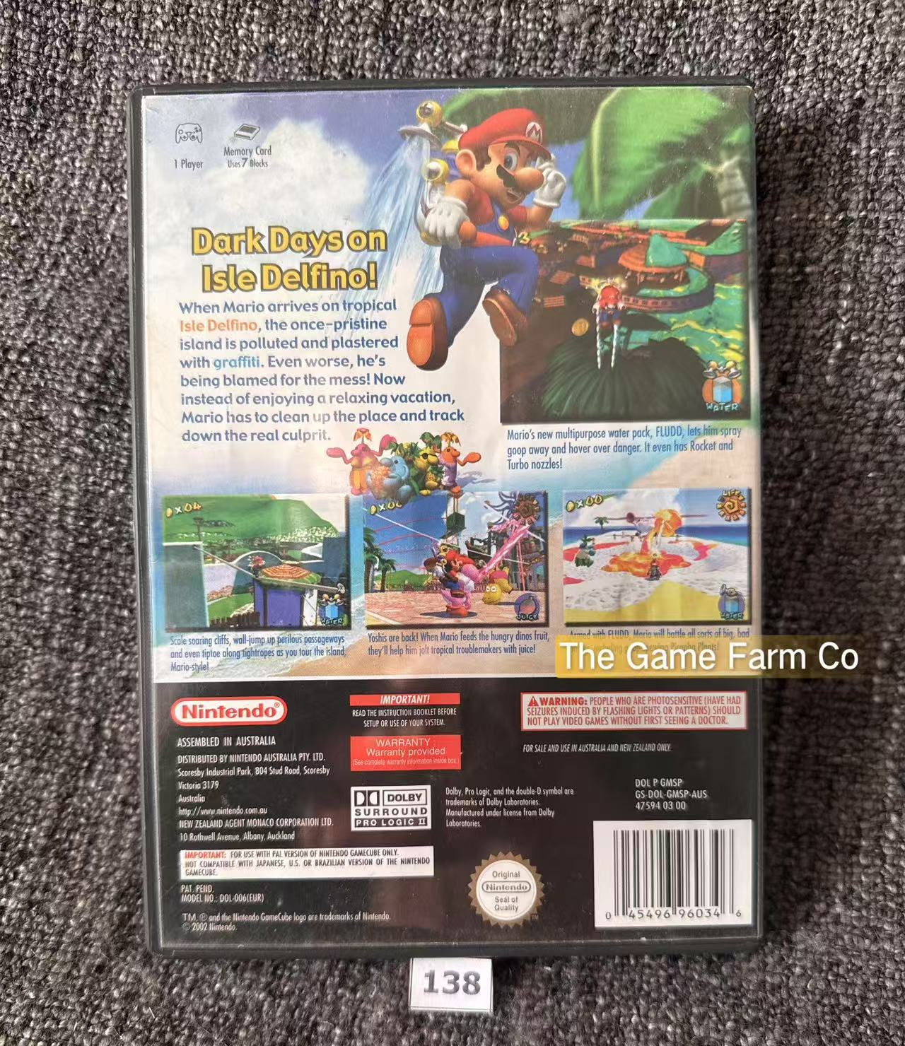 Super Mario Sunshine Game - Nintendo Gamecube - Pal Version