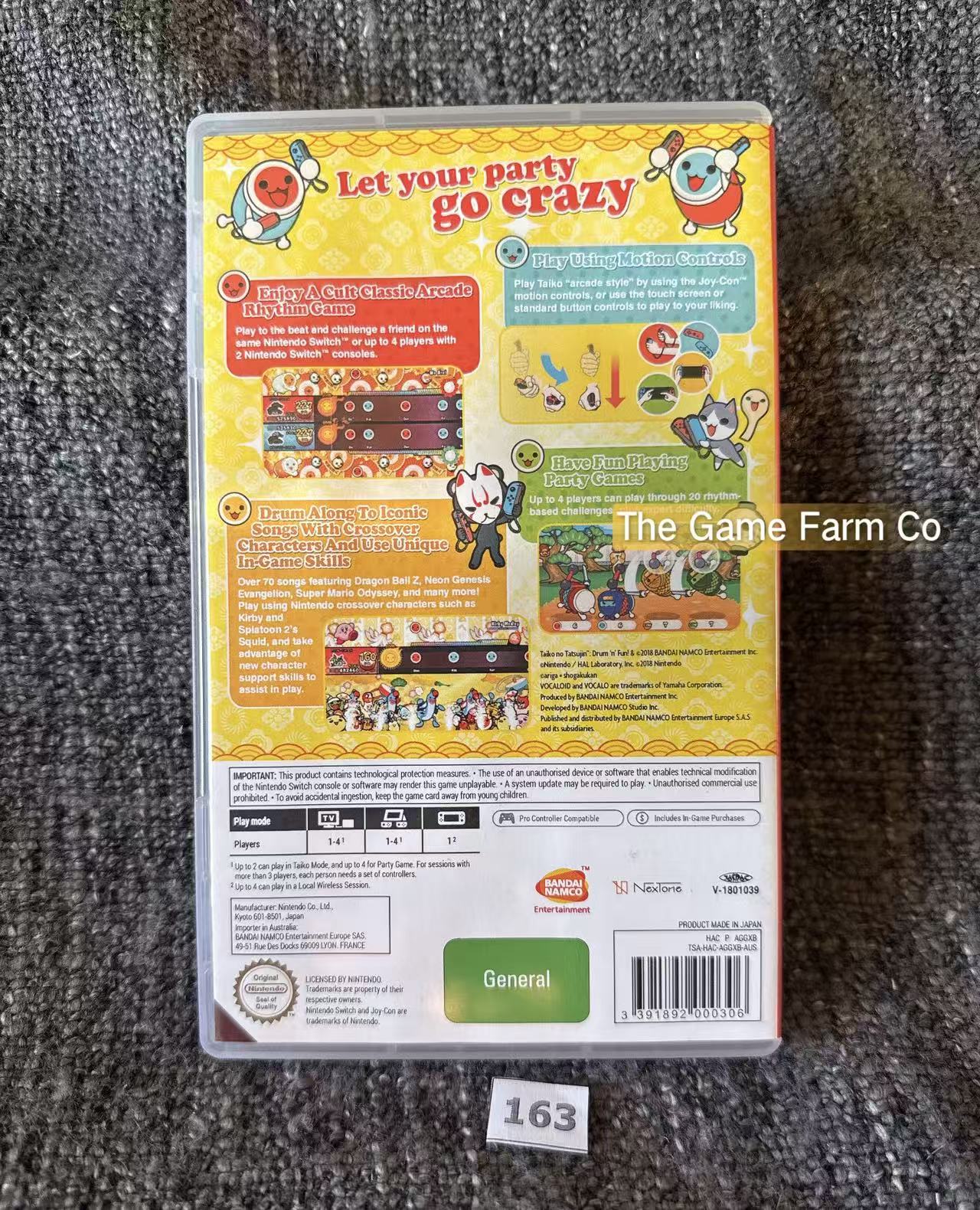 Taiko no Tatsujin: Drum 'n' Fun! (Nintendo Switch) Complete CIB Physical Cartridge PAL
