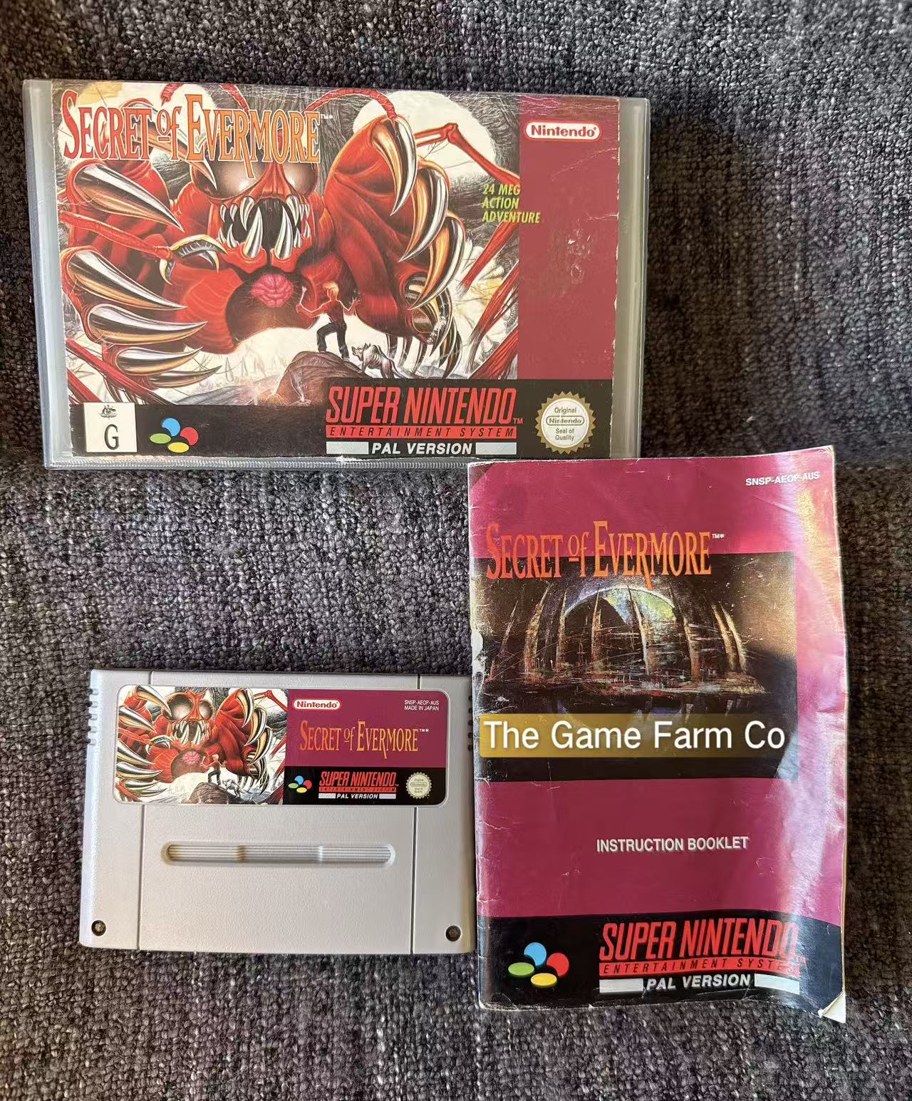 Secret of Evermore SNES (Super Nintendo) PAL Authentic Game Cartridge & Manual
