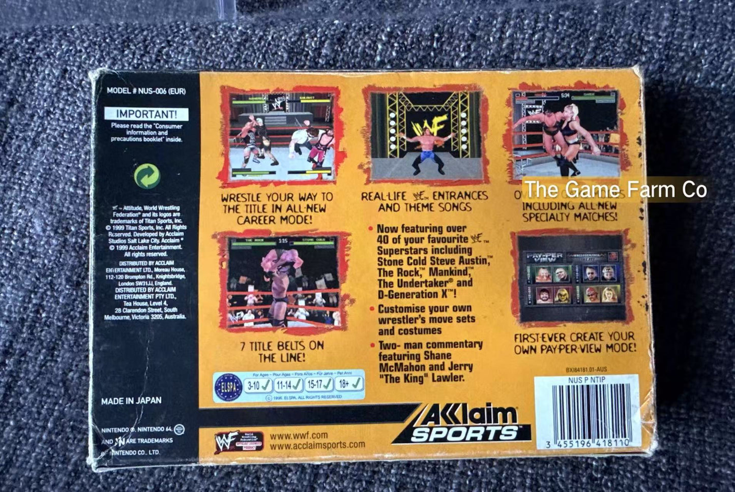 WWF Attitude Game Boxed - Nintendo 64 / N64 - Pal Version