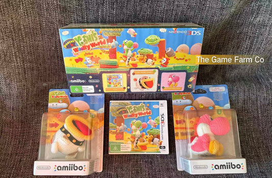 Poochy & Yoshi's Woolly World Nintendo 3DS Amiibo Bundle PAL Tested Complete Used