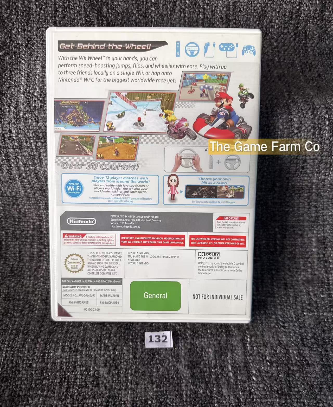 Black Nintendo Wii Mario Kart Bundle Edition - Pal Australian in Excellent condition