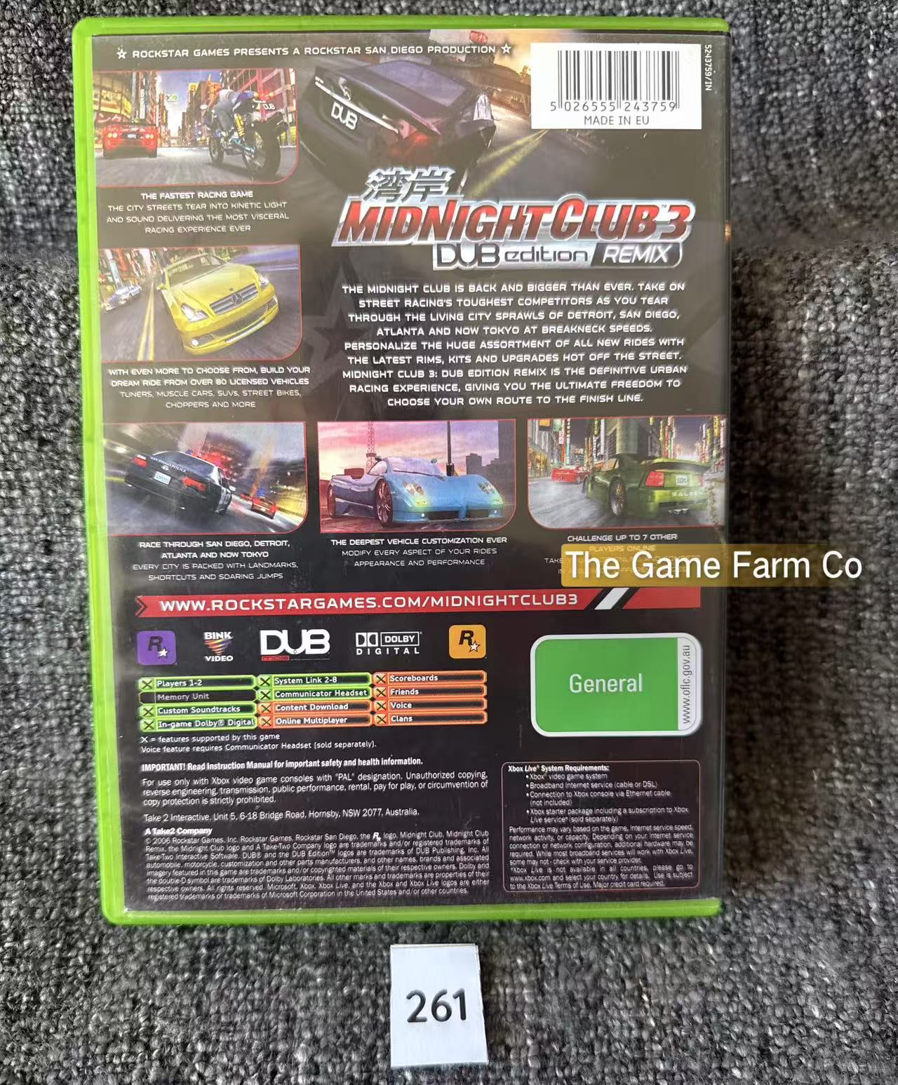 Midnight Club 3 DUB Edition Remix Game Microsoft Xbox Original