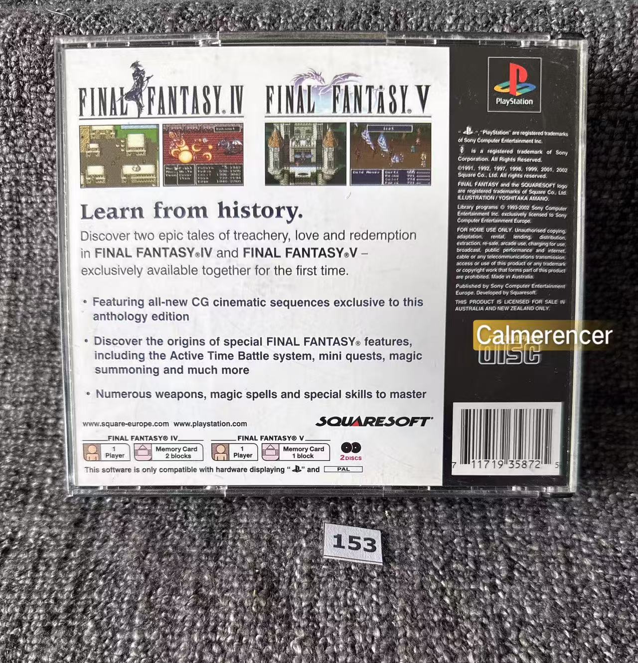 Final Fantasy Anthology Sony Playstation One (PS1) Game