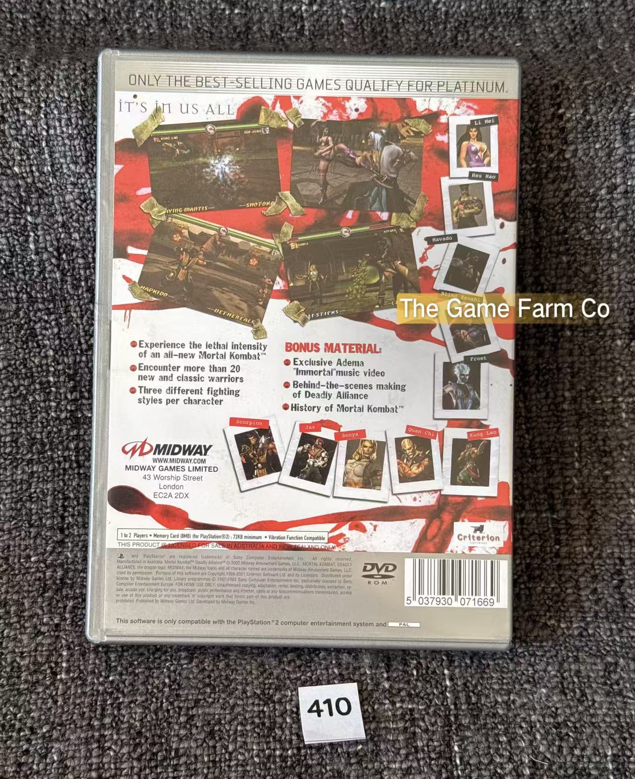 Mortal Kombat: Deadly Alliance PS2 Physical Game CIB PAL Tested