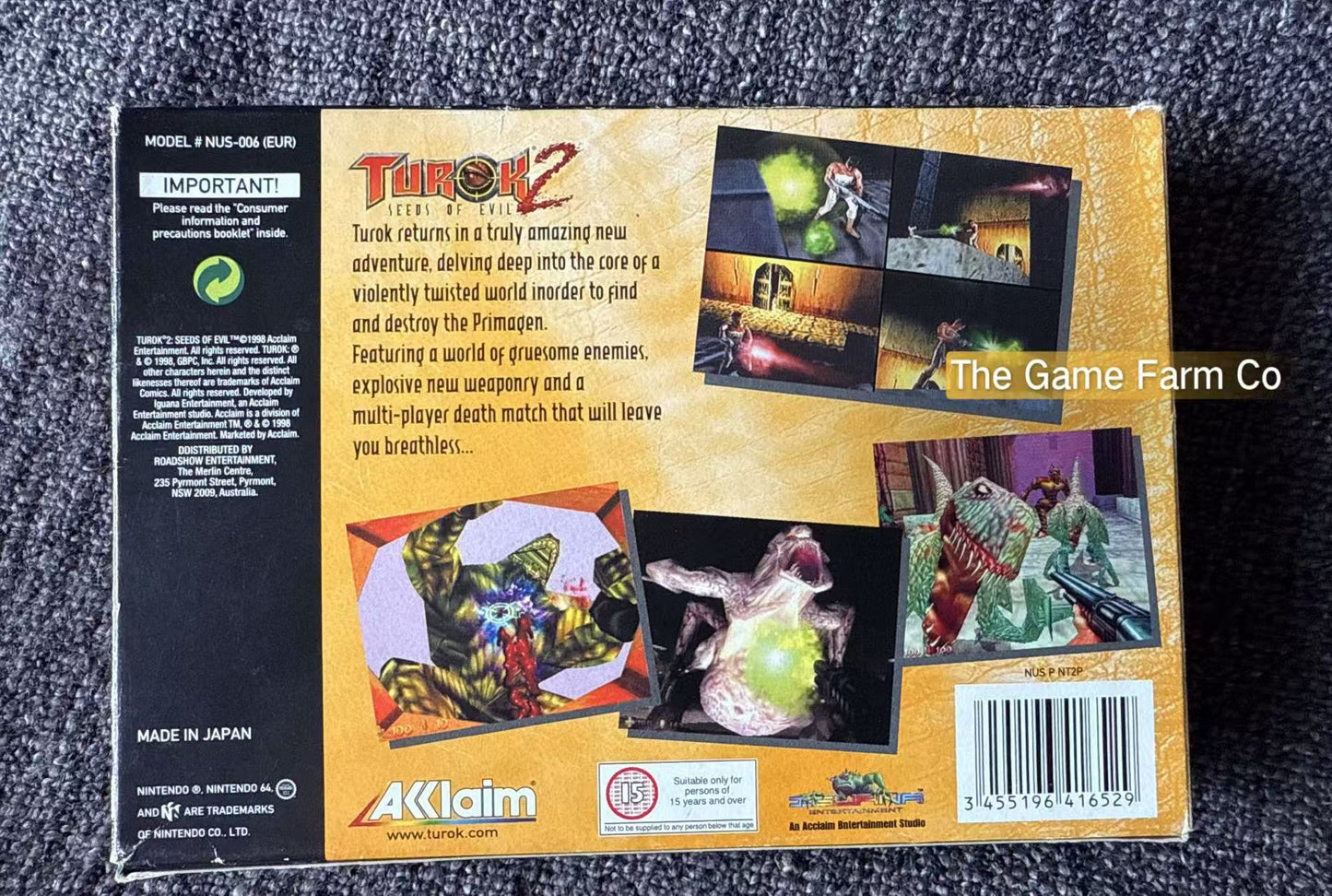 Turok 2 - Seeds of Evil Game Boxed - Nintendo 64 / N64 - Pal Version